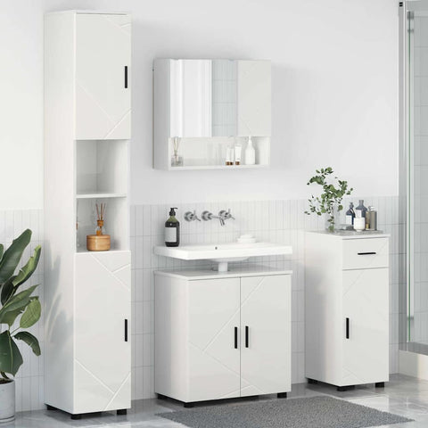 vidaXL Bathroom Furniture Set 4 pcs High gloss white 61 x 35 x 64 cm