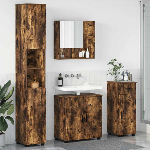 vidaXL Bathroom Furniture Set 4 pcs Smoked oak 61 x 35 x 64 cm