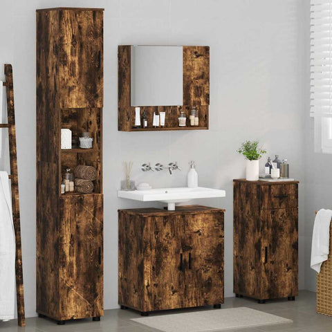 vidaXL Bathroom Furniture Set 4 pcs Smoked oak 61 x 35 x 64 cm