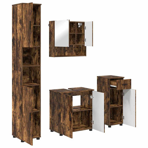 vidaXL Bathroom Furniture Set 4 pcs Smoked oak 61 x 35 x 64 cm