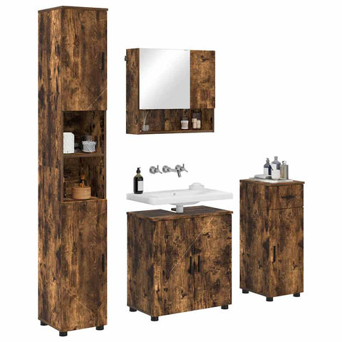 vidaXL Bathroom Furniture Set 4 pcs Smoked oak 61 x 35 x 64 cm