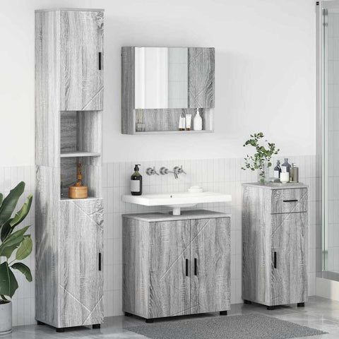 vidaXL Bathroom Furniture Set 4 pcs Grey sonoma 61 x 35 x 64 cm