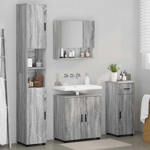 vidaXL Bathroom Furniture Set 4 pcs Grey sonoma 61 x 35 x 64 cm