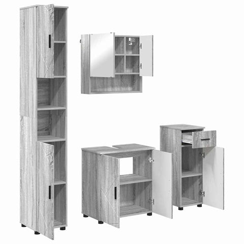 vidaXL Bathroom Furniture Set 4 pcs Grey sonoma 61 x 35 x 64 cm