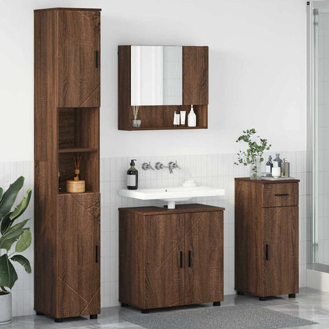 vidaXL Bathroom Furniture Set 4 pcs Brown oak 61 x 35 x 64 cm