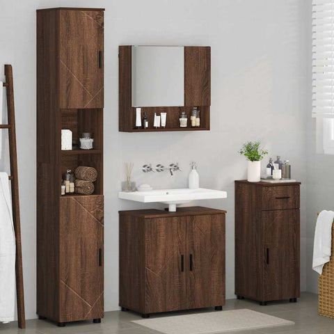 vidaXL Bathroom Furniture Set 4 pcs Brown oak 61 x 35 x 64 cm
