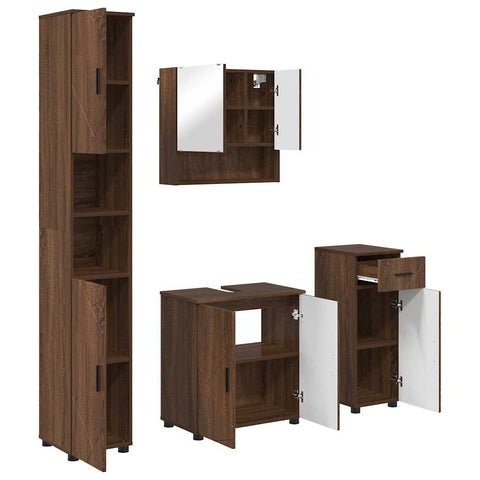 vidaXL Bathroom Furniture Set 4 pcs Brown oak 61 x 35 x 64 cm