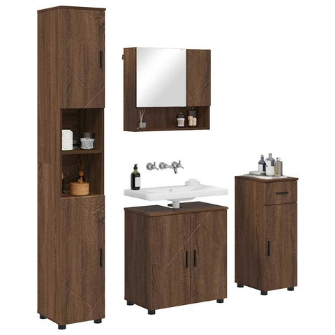 vidaXL Bathroom Furniture Set 4 pcs Brown oak 61 x 35 x 64 cm