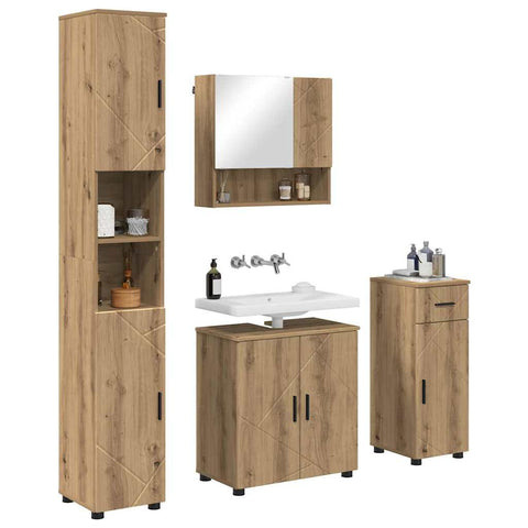 vidaXL Bathroom Furniture Set 4 pcs Artisan oak 61 x 35 x 64 cm