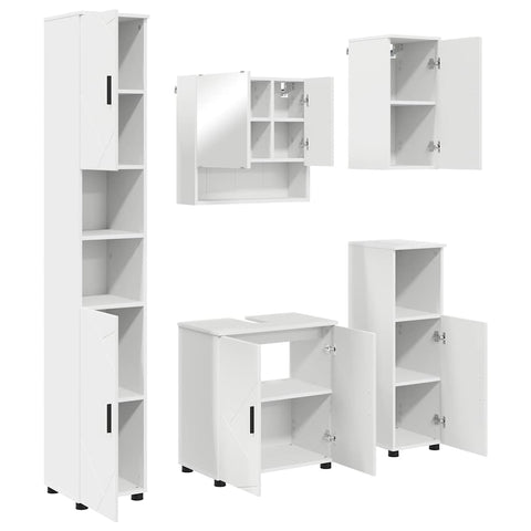 vidaXL Bathroom Furniture Set Wall-mounted 5 pcs White 61 x 35 x 64 cm