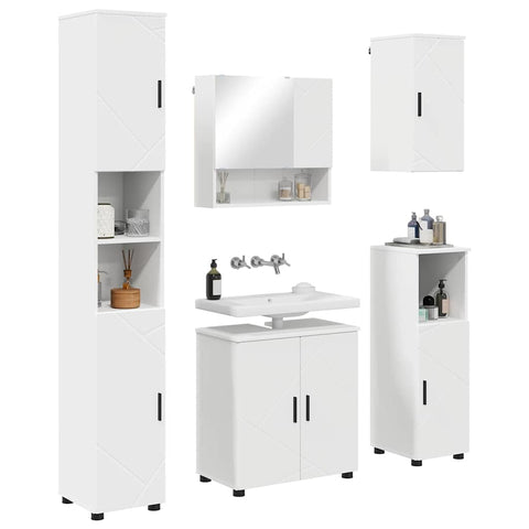 vidaXL Bathroom Furniture Set Wall-mounted 5 pcs White 61 x 35 x 64 cm