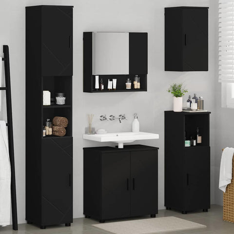 vidaXL Bathroom Furniture Set Wall-mounted 5 pcs Black 61 x 35 x 64 cm