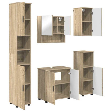 vidaXL Bathroom Furniture Set 5 pcs Sonoma oak 61 x 35 x 64 cm