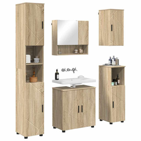 vidaXL Bathroom Furniture Set 5 pcs Sonoma oak 61 x 35 x 64 cm