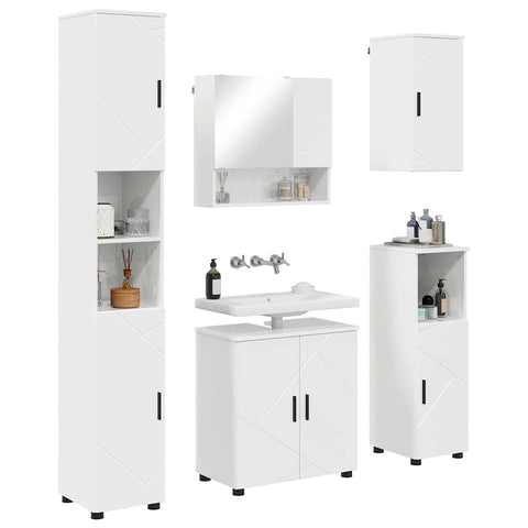 vidaXL Bathroom Furniture Set 5 pcs High gloss white 61 x 35 x 64 cm