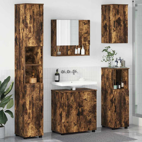 vidaXL Bathroom Furniture Set 5 pcs Smoked oak 61 x 35 x 64 cm