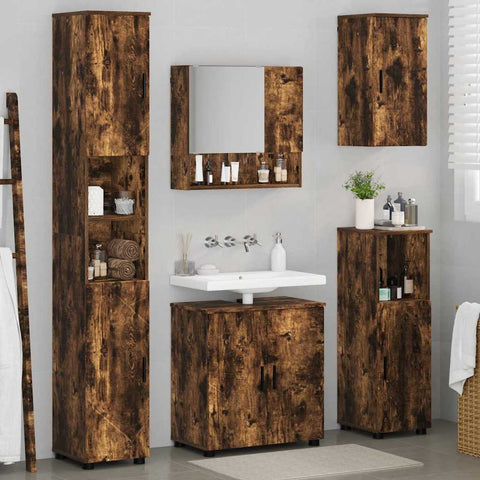 vidaXL Bathroom Furniture Set 5 pcs Smoked oak 61 x 35 x 64 cm