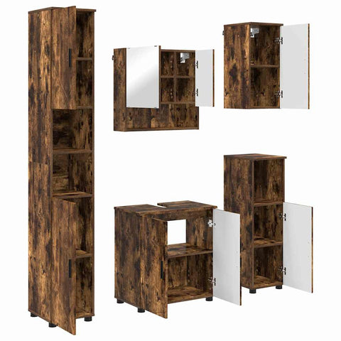 vidaXL Bathroom Furniture Set 5 pcs Smoked oak 61 x 35 x 64 cm