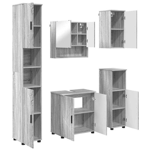 vidaXL Bathroom Furniture Set 5 pcs Grey sonoma 61 x 35 x 64 cm