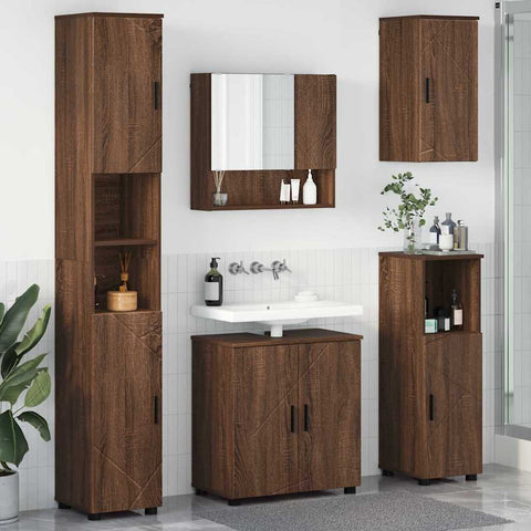 vidaXL Bathroom Furniture Set 5 pcs Brown oak 61 x 35 x 64 cm