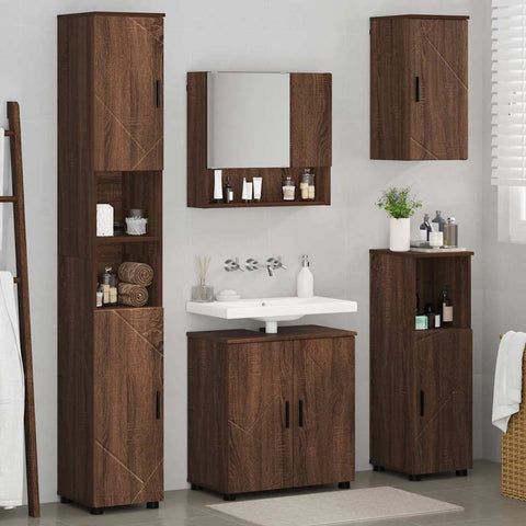 vidaXL Bathroom Furniture Set 5 pcs Brown oak 61 x 35 x 64 cm