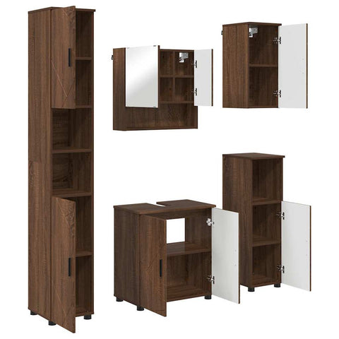 vidaXL Bathroom Furniture Set 5 pcs Brown oak 61 x 35 x 64 cm