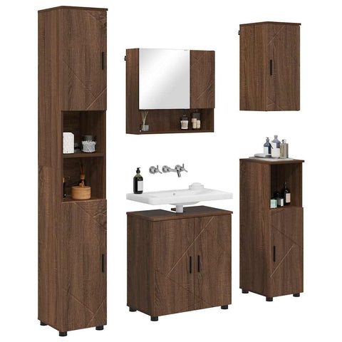 vidaXL Bathroom Furniture Set 5 pcs Brown oak 61 x 35 x 64 cm