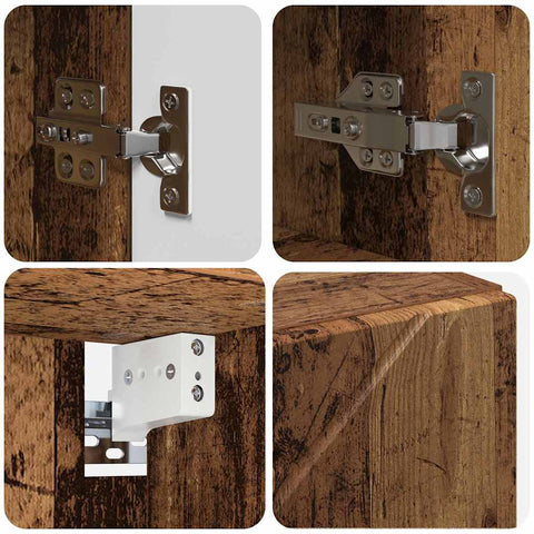 vidaXL Bathroom Furniture Set with Door 5 pcs Old wood 61 x 35 x 64 cm