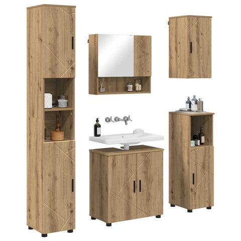 vidaXL Bathroom Furniture Set 5 pcs Artisan oak 61 x 35 x 64 cm