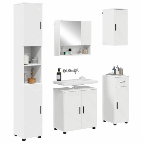 vidaXL Bathroom Furniture Set with Drawer 5 pcs White 61 x 35 x 64 cm