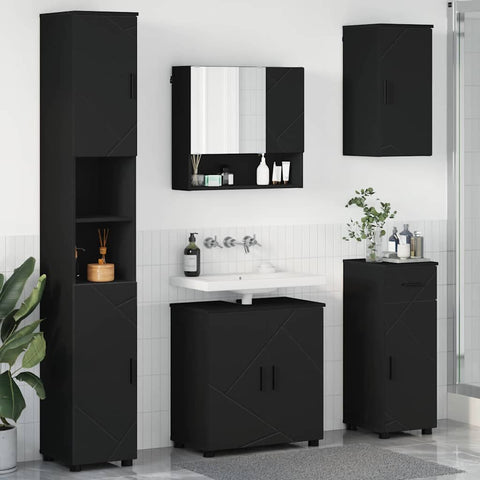 vidaXL Bathroom Furniture Set with Drawer 5 pcs Black 61 x 35 x 64 cm