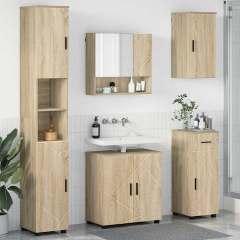 vidaXL Bathroom Furniture Set 5 pcs Sonoma oak 61 x 35 x 64 cm