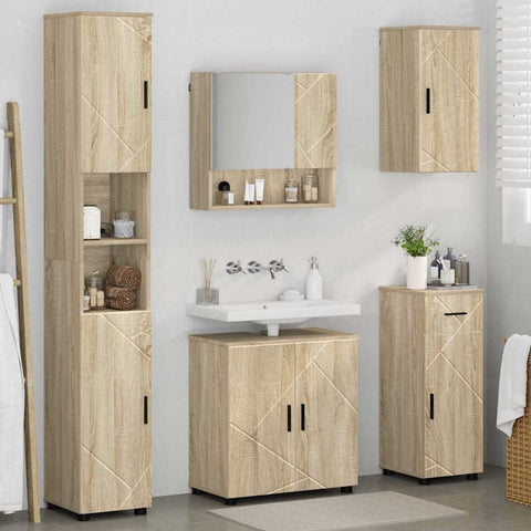 vidaXL Bathroom Furniture Set 5 pcs Sonoma oak 61 x 35 x 64 cm