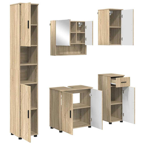 vidaXL Bathroom Furniture Set 5 pcs Sonoma oak 61 x 35 x 64 cm