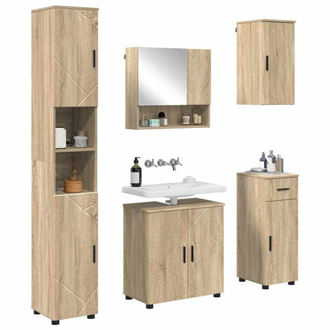 vidaXL Bathroom Furniture Set 5 pcs Sonoma oak 61 x 35 x 64 cm