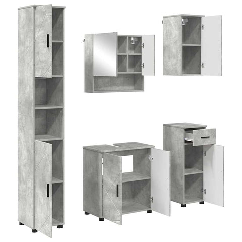 vidaXL Bathroom Furniture Set 5 pcs Concrete grey 61 x 35 x 64 cm