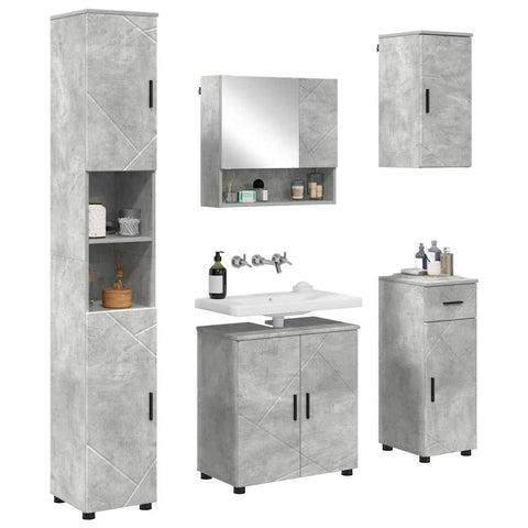 vidaXL Bathroom Furniture Set 5 pcs Concrete grey 61 x 35 x 64 cm
