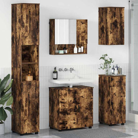 vidaXL Bathroom Furniture Set 5 pcs Smoked oak 61 x 35 x 64 cm