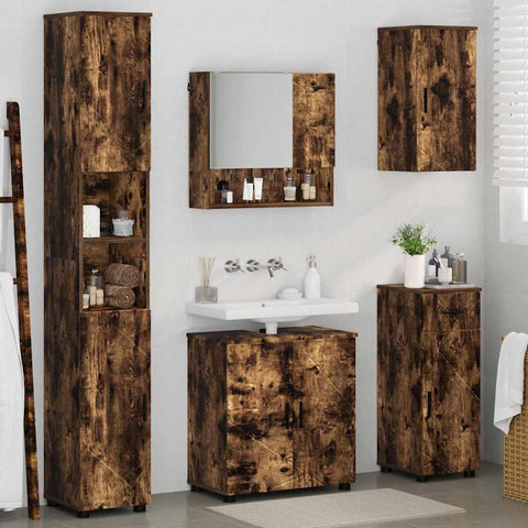 vidaXL Bathroom Furniture Set 5 pcs Smoked oak 61 x 35 x 64 cm