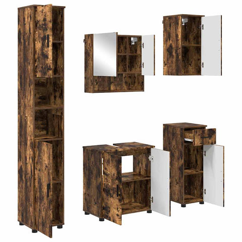 vidaXL Bathroom Furniture Set 5 pcs Smoked oak 61 x 35 x 64 cm