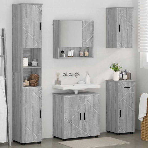 vidaXL Bathroom Furniture Set 5 pcs Grey sonoma 61 x 35 x 64 cm
