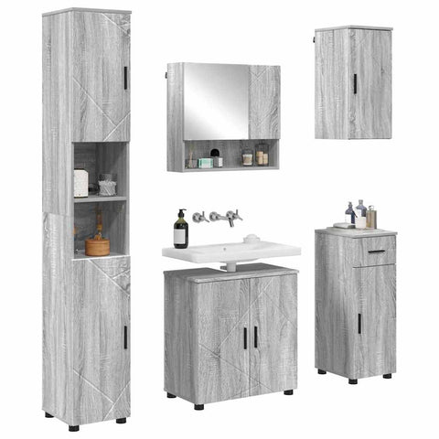 vidaXL Bathroom Furniture Set 5 pcs Grey sonoma 61 x 35 x 64 cm