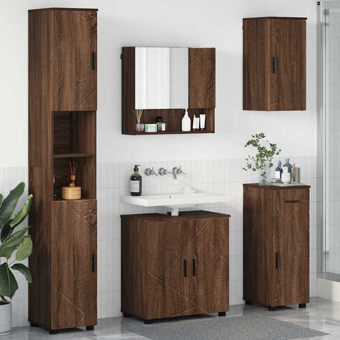 vidaXL Bathroom Furniture Set 5 pcs Brown oak 61 x 35 x 64 cm