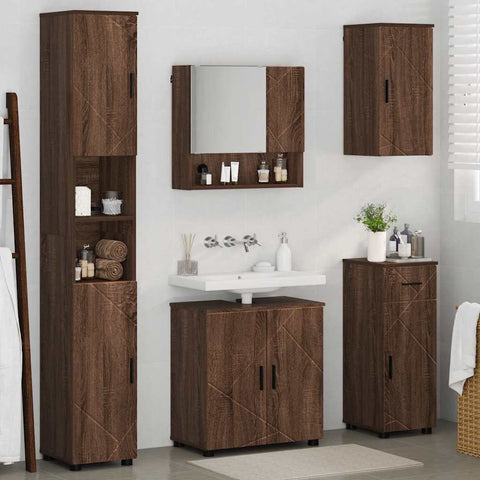 vidaXL Bathroom Furniture Set 5 pcs Brown oak 61 x 35 x 64 cm