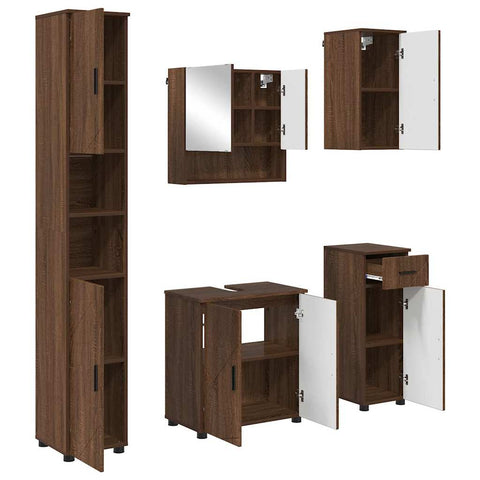 vidaXL Bathroom Furniture Set 5 pcs Brown oak 61 x 35 x 64 cm