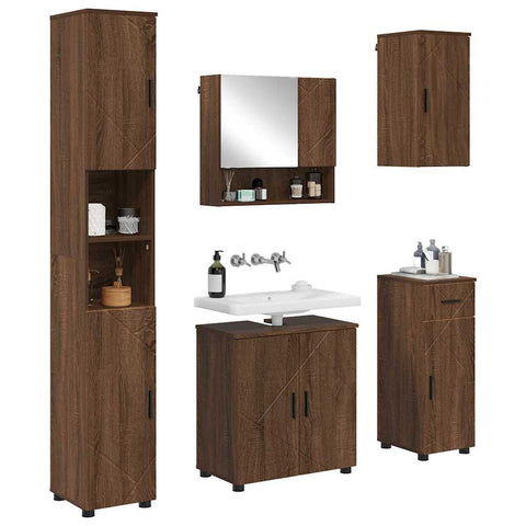 vidaXL Bathroom Furniture Set 5 pcs Brown oak 61 x 35 x 64 cm