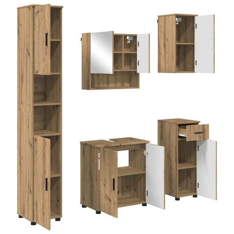 vidaXL Bathroom Furniture Set 5 pcs Artisan oak 61 x 35 x 64 cm
