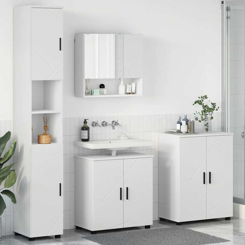 vidaXL Bathroom Furniture Set Wall-mounted 4 pcs White 61 x 35 x 64 cm