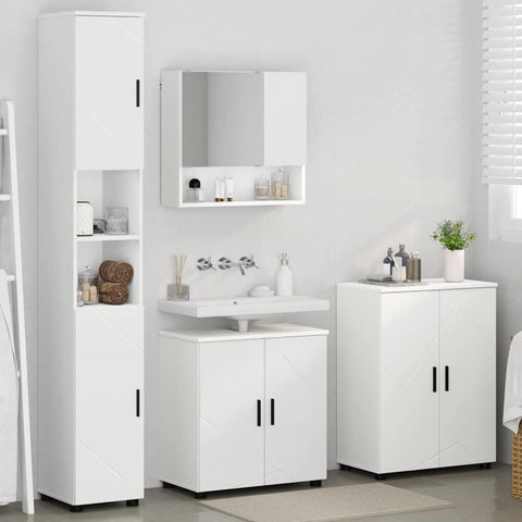vidaXL Bathroom Furniture Set Wall-mounted 4 pcs White 61 x 35 x 64 cm