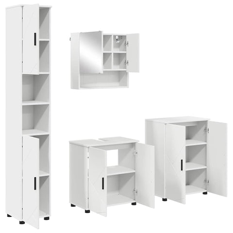 vidaXL Bathroom Furniture Set Wall-mounted 4 pcs White 61 x 35 x 64 cm